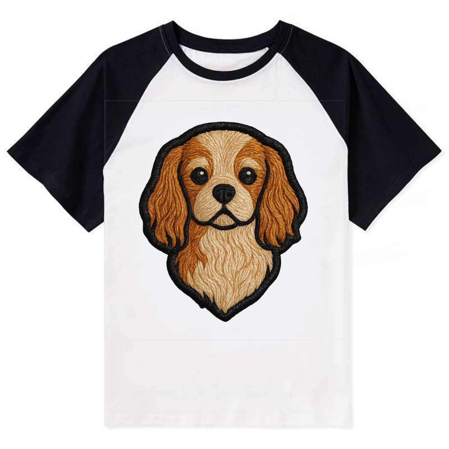 Cavalier King Charles Spaniel - Modern g - Contrast Raglan T-shirt - Black