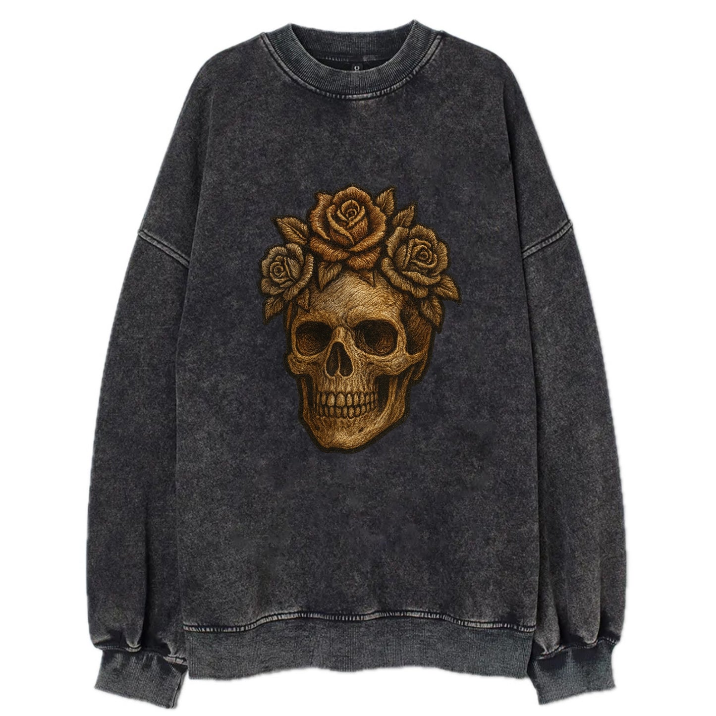 Skull and Roses  - Vintage Sweatshirt - Black