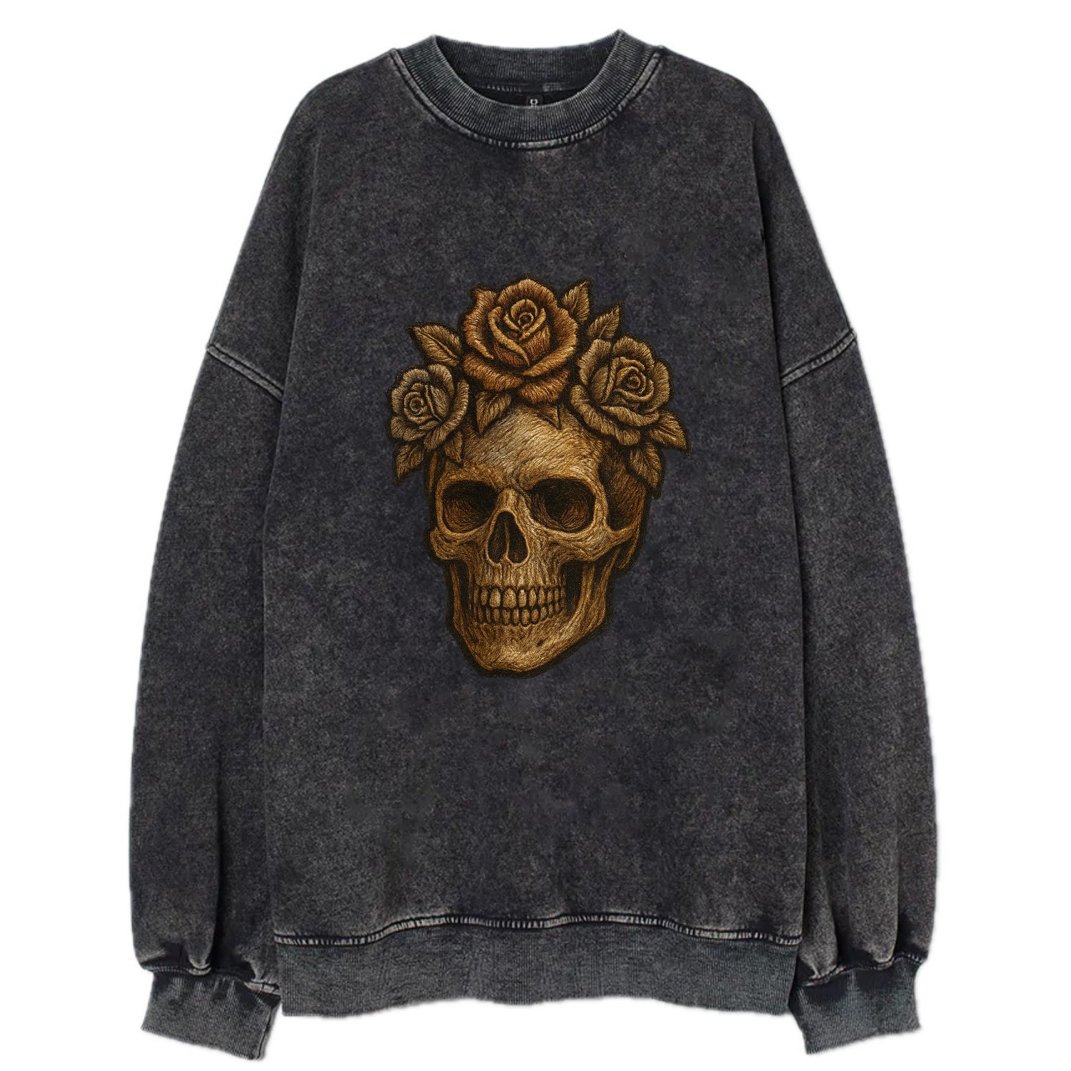 Skull and Roses  - Vintage Sweatshirt - Black