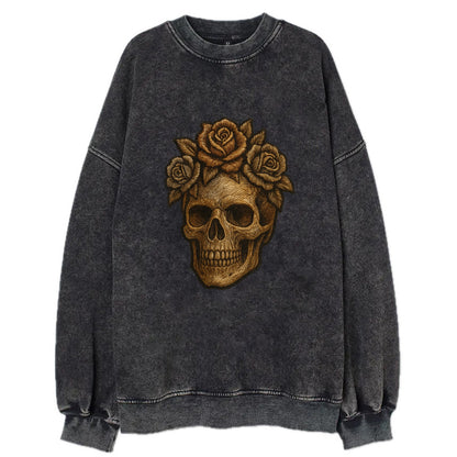 Skull and Roses  - Vintage Sweatshirt - Black