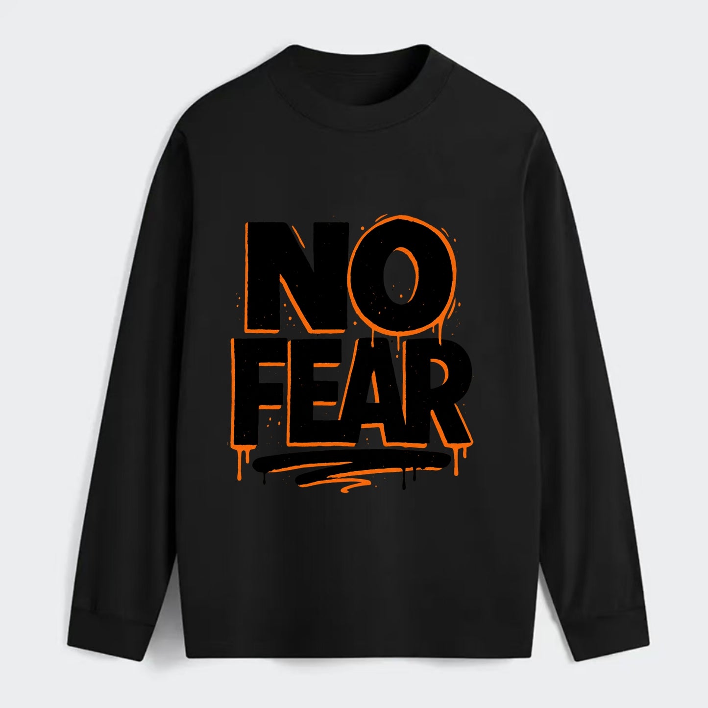 Bold typography design - "NO FEAR" - courage, bravery - Classic Long Sleeve Shirt - Black