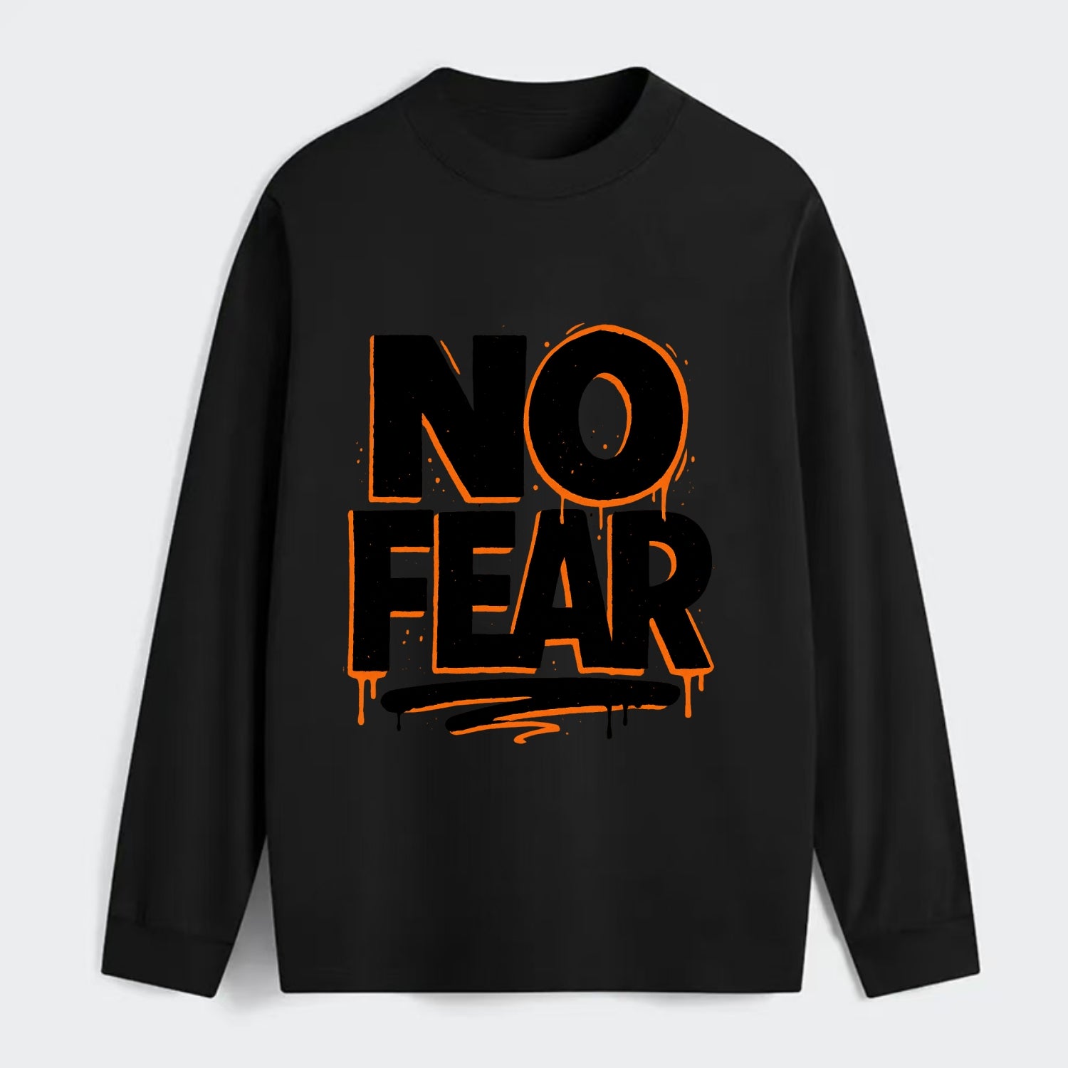Bold typography design - "NO FEAR" - courage, bravery - Classic Long Sleeve Shirt - Black