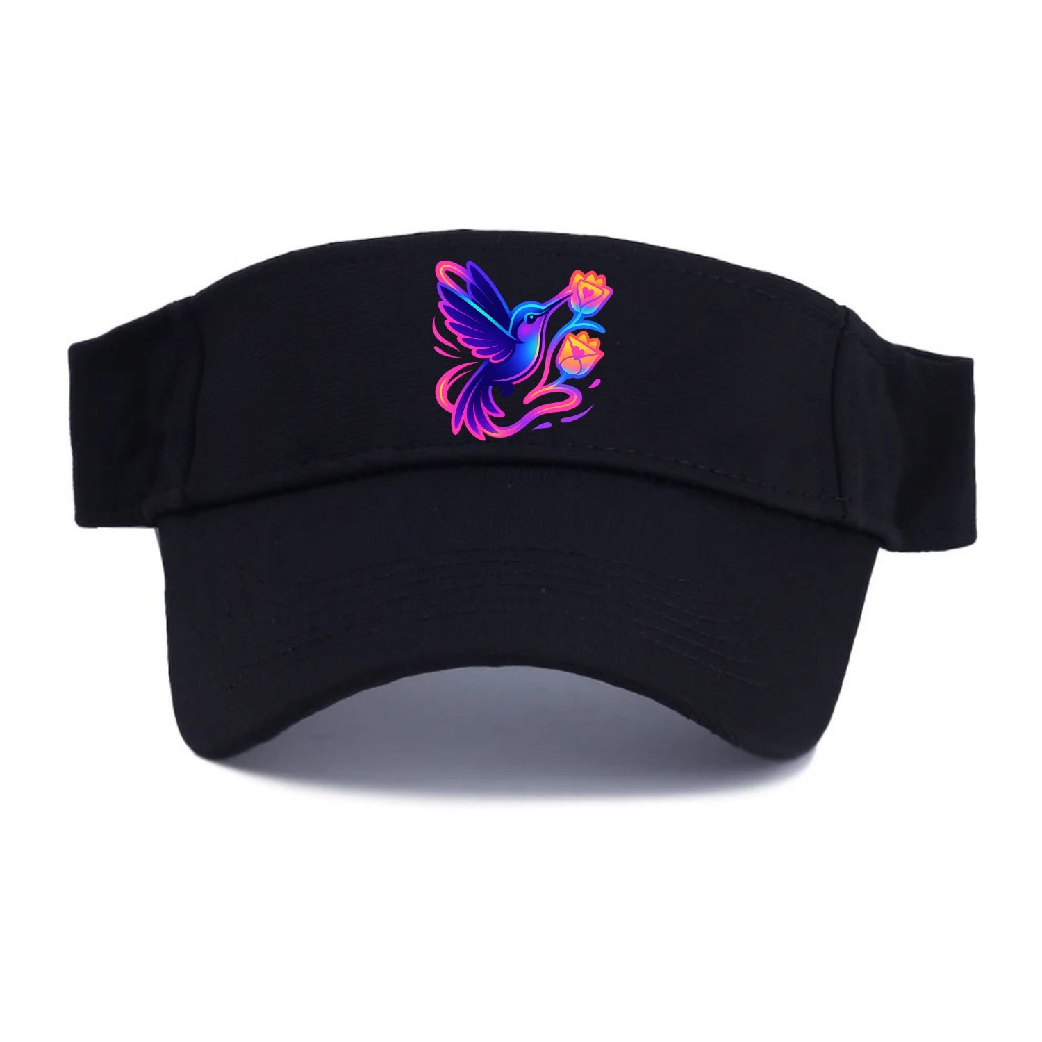 Hummingbird delivering miniature love letters tucked inside flower envelopes - Visor - Black