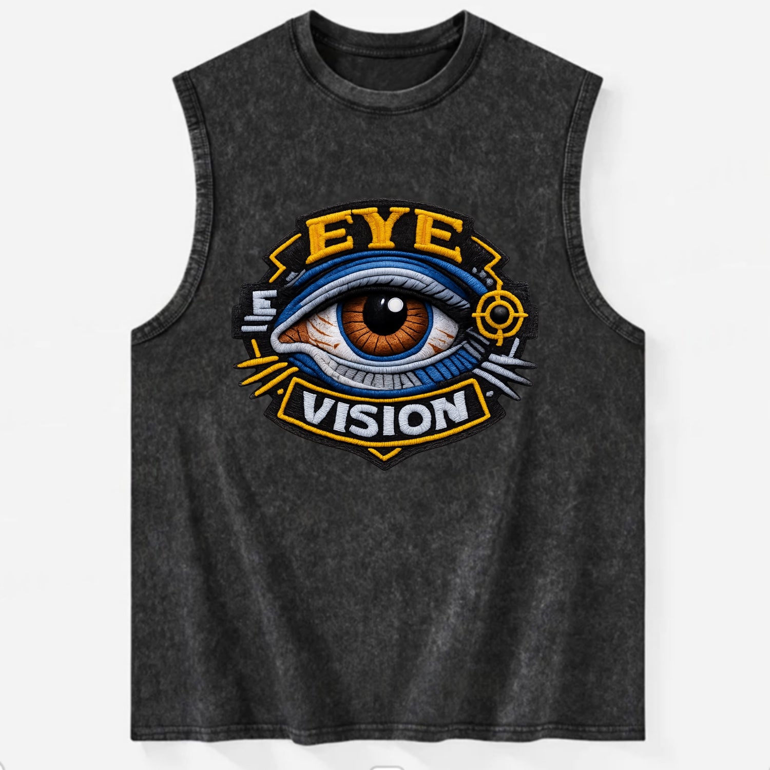 EYE VISION - anatomical eye in blue and brown , optometry - Vintage Washed Tank - Black