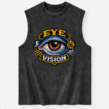 EYE VISION - anatomical eye in blue and brown , optometry - Vintage Washed Tank - Black