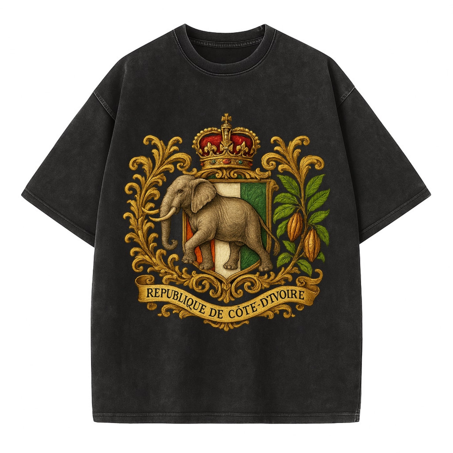 Ivory Coast Heritage Badge  - Vintage T-shirt - Black