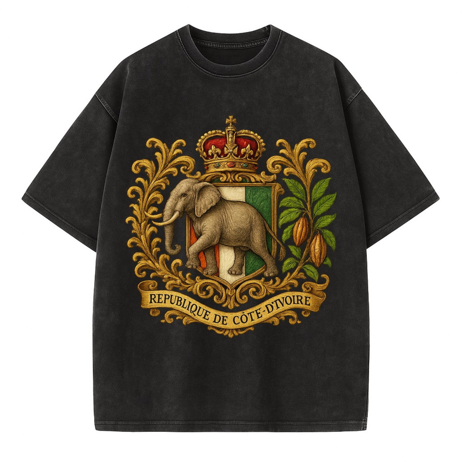Ivory Coast Heritage Badge  - Vintage T-shirt - Black