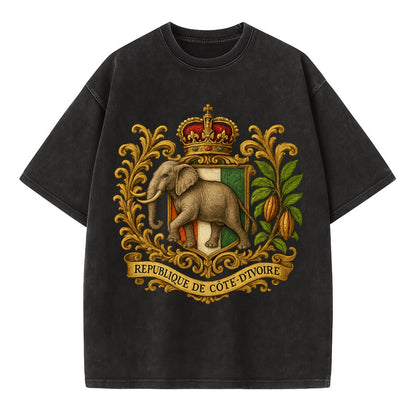 Ivory Coast Heritage Badge  - Vintage T-shirt - Black