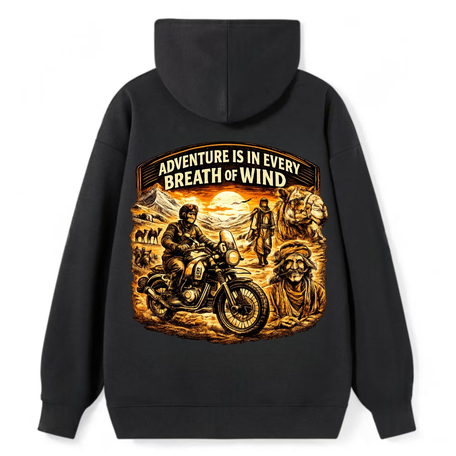 Adventure Vintage Rides - Classic Pullover Hoodie - Black