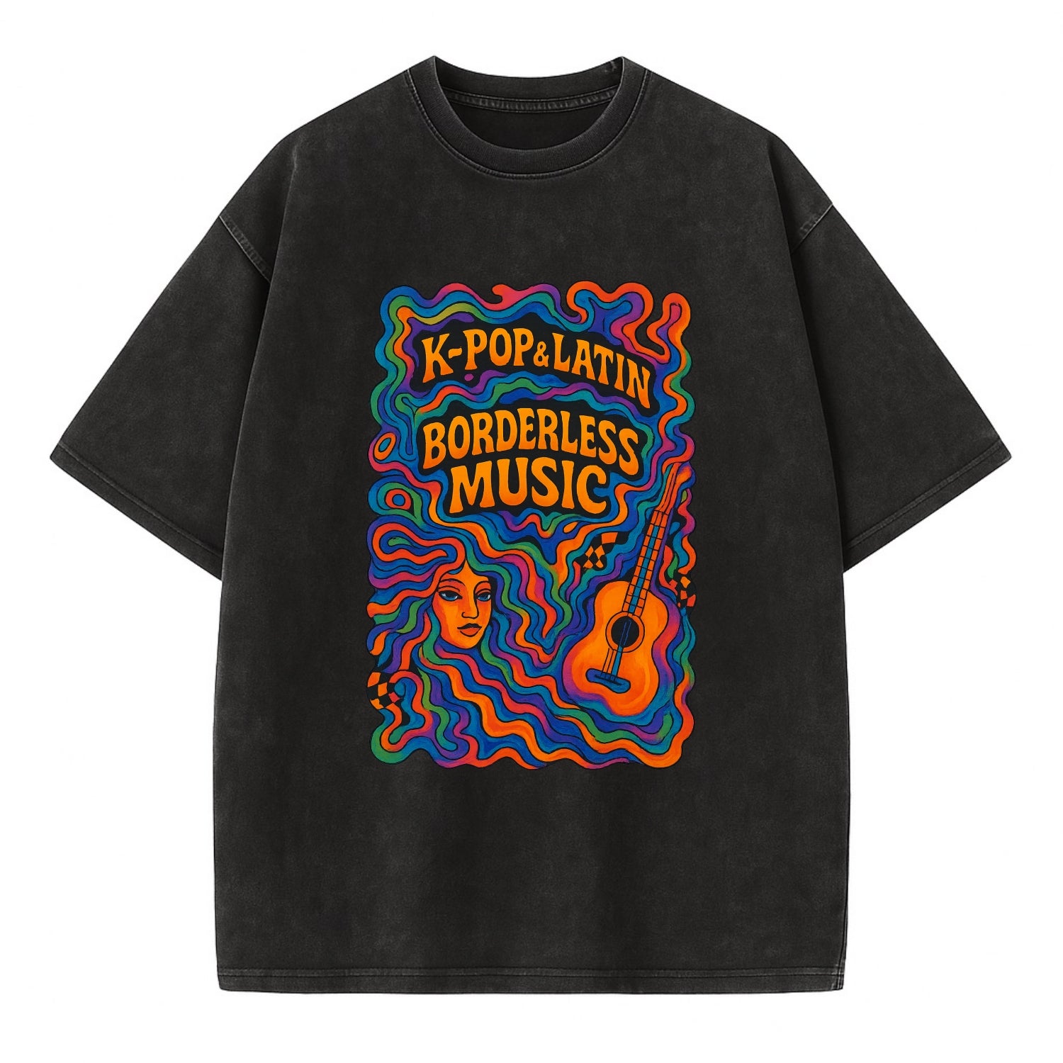 K-Pop and Latin fusion explosion - "Borderless Music" - cross-cultural sounds - Vintage T-shirt - Black