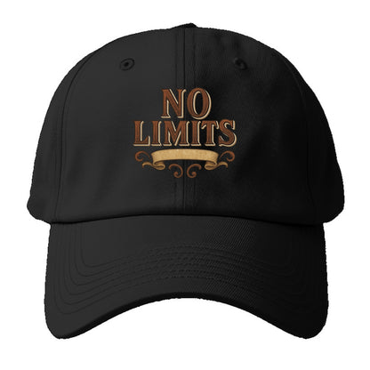 Bold typography design - "NO LIMITS" - boundless potential - Baseball Cap - Black