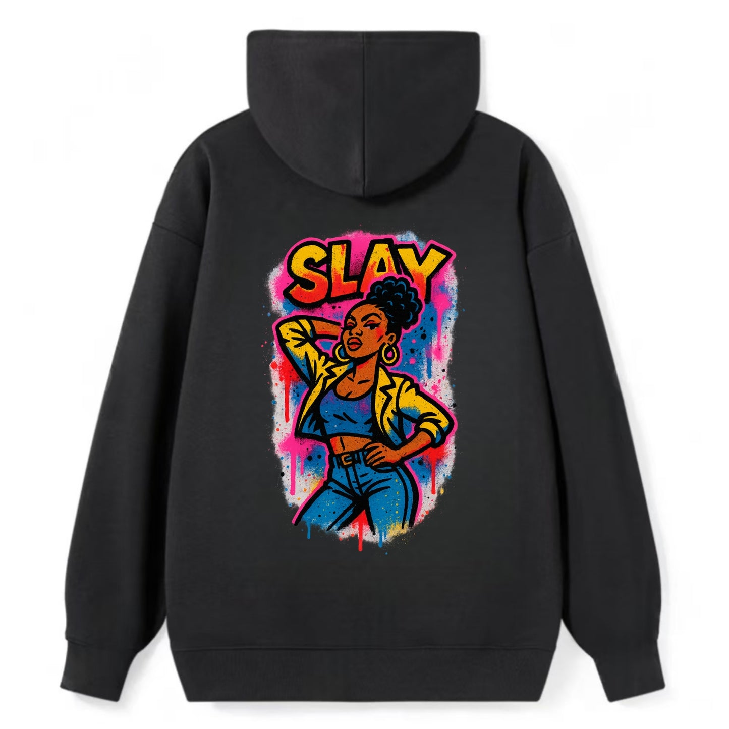 Empowered figure striking confident pose - "slay" culture, fierce and - Classic Pullover Hoodie - Black