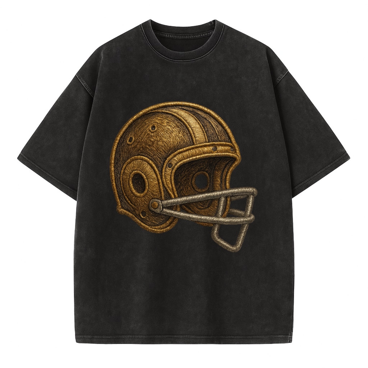 Football Helmet  - Vintage T-shirt - Black
