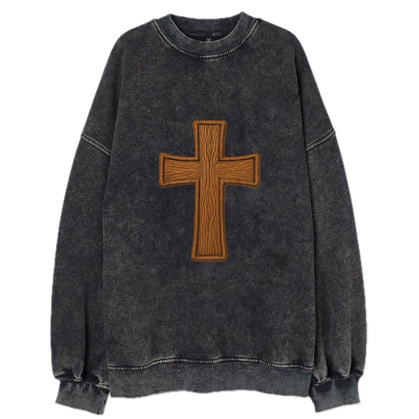 Carved Cross  - Vintage Sweatshirt - Black