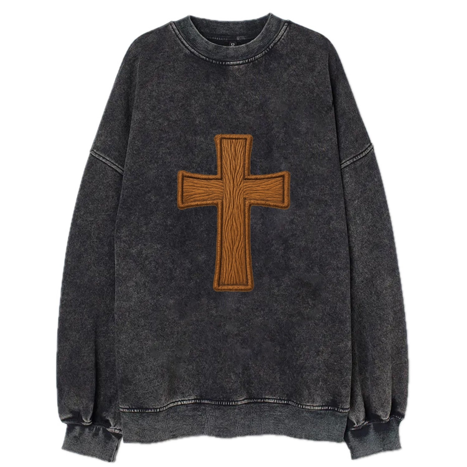 Carved Cross  - Vintage Sweatshirt - Black