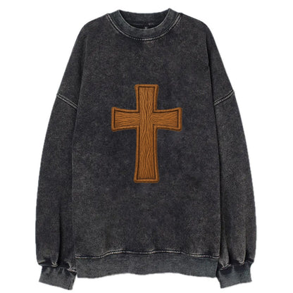 Carved Cross  - Vintage Sweatshirt - Black