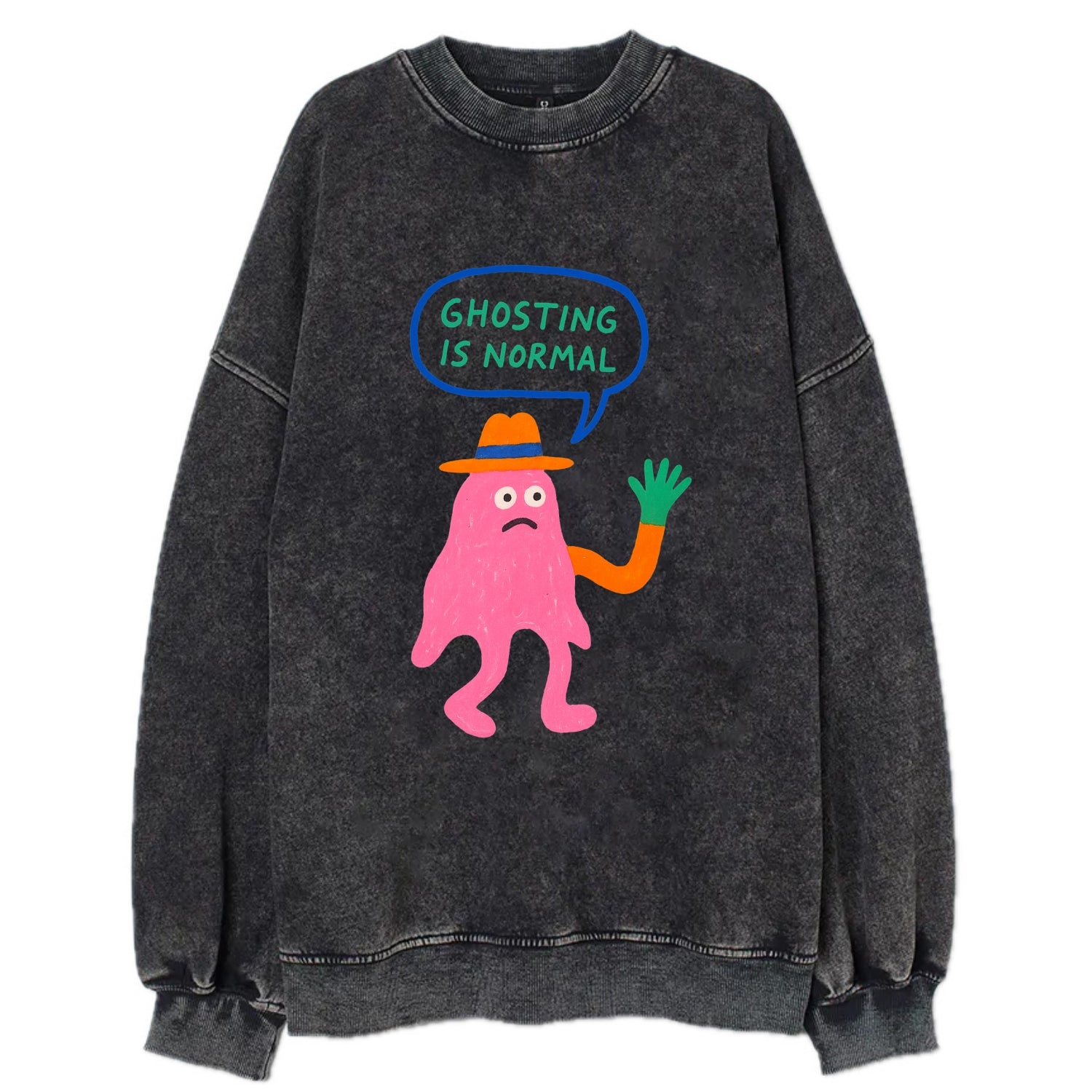 GHOSTING IS NORMAL | Transparent ghost texting - Vintage Sweatshirt - Black