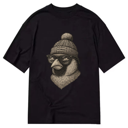 Virginia Cardinal wearing Richmond beanie with pom pom and wayfarer sunglasses - Classic T-shirt - Black