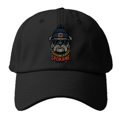 Spokane Bulldog wearing Gonzaga beanie with G patch - Baseball Cap - Black