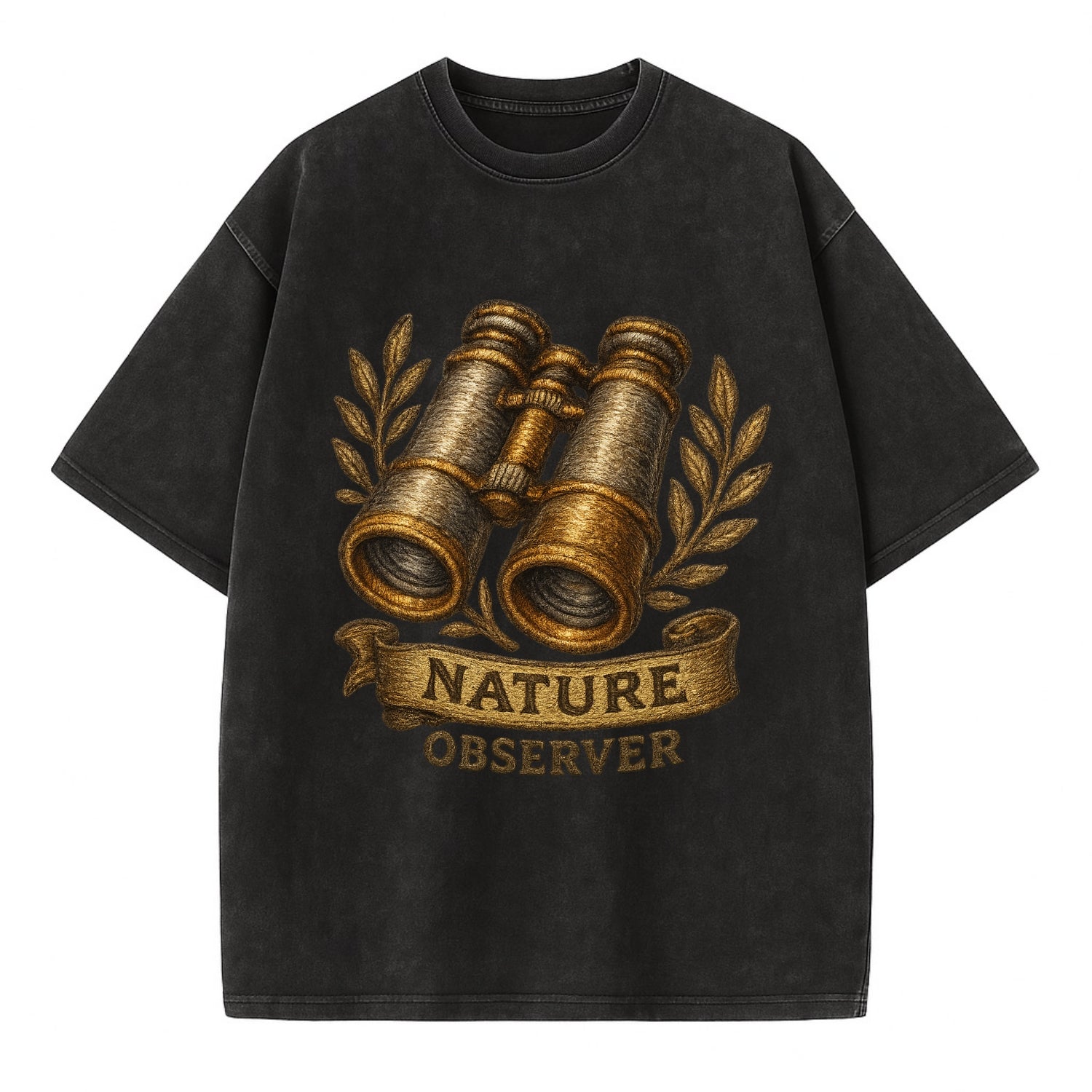 Binoculars for birdwatching - nature observer - Vintage T-shirt - Black