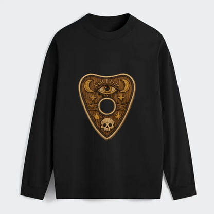 OUIJA PLANCHETTE - spirit board pointer in wood and gold , seance - Classic Long Sleeve Shirt - Black