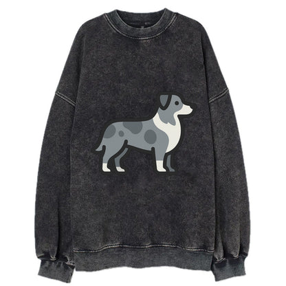 Australian Shepherd - Blue merle flat side profile - Vintage Sweatshirt - Black