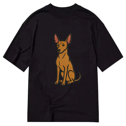 Pharaoh Hound - Tan colored embroidered pose - Classic T-shirt - Black
