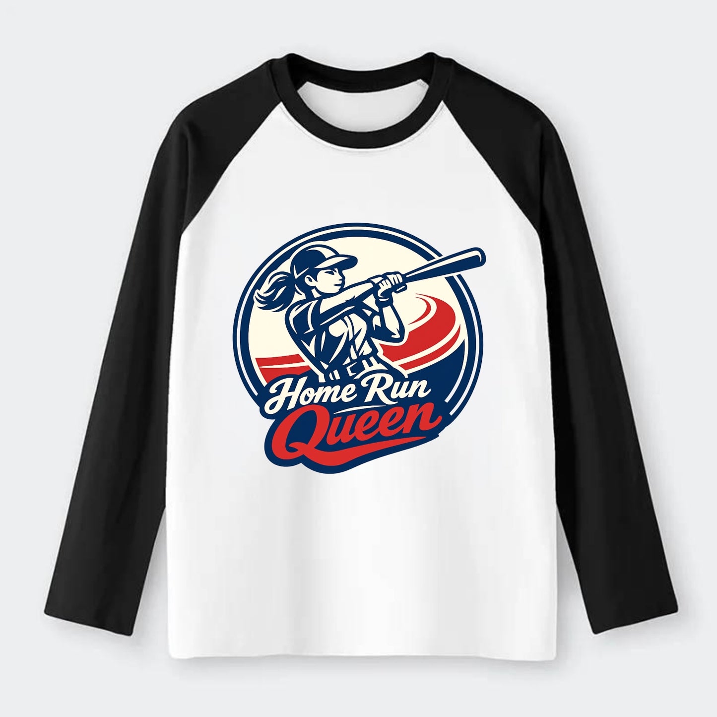 Feminine Power at Bat - Raglan Long Sleeve T-Shirt - Black