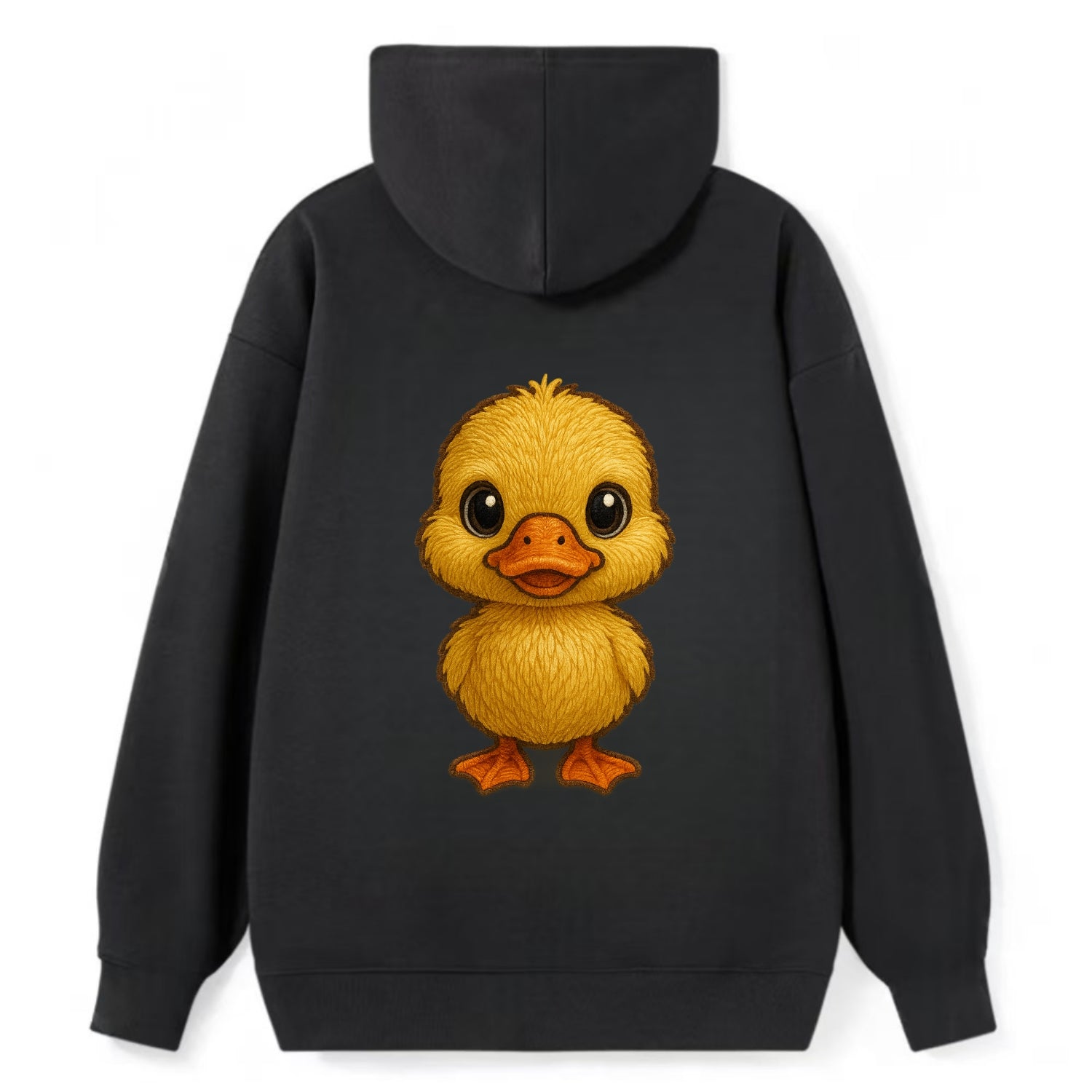 Baby Duck Duckling - yellow fluffy, orange beak, bright eyes, - Classic Pullover Hoodie - Black