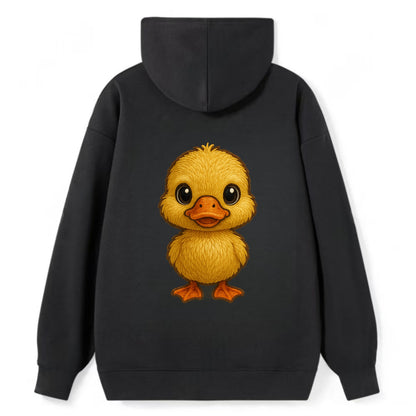 Baby Duck Duckling - yellow fluffy, orange beak, bright eyes, - Classic Pullover Hoodie - Black