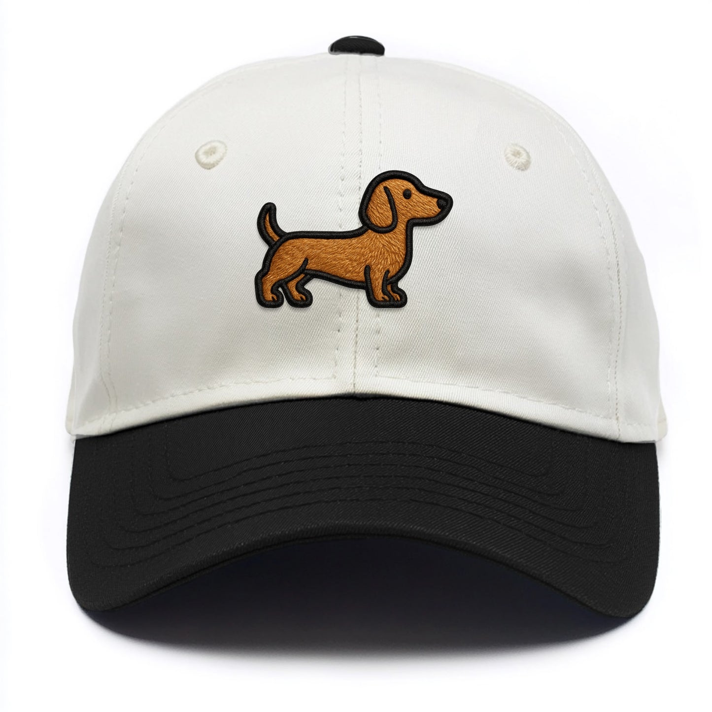 Dachshund - Modern elongated silhouette - Two Tone Cap - Black