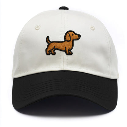 Dachshund - Modern elongated silhouette - Two Tone Cap - Black