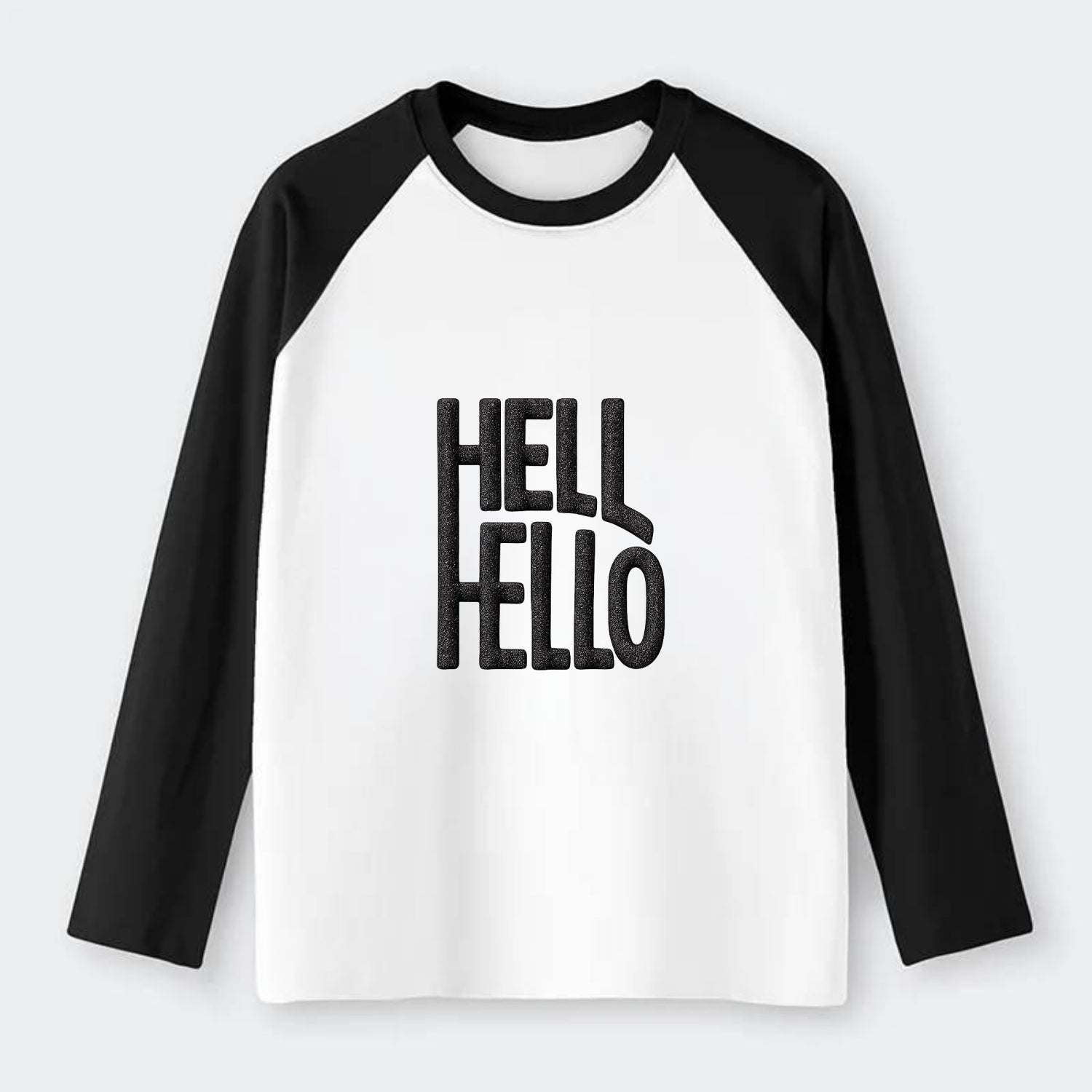 HELL;HELLO BEAUTIFUL Floral Print Hat - Raglan Long Sleeve T-Shirt - Black