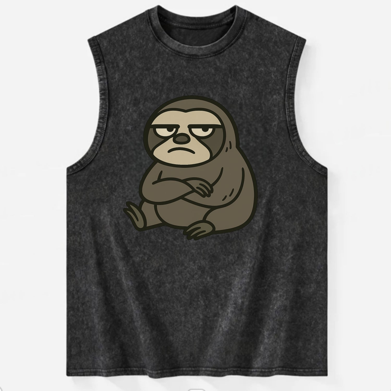 The Sloth Judging Silently - Vintage Washed Tank - Black