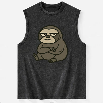 The Sloth Judging Silently - Vintage Washed Tank - Black