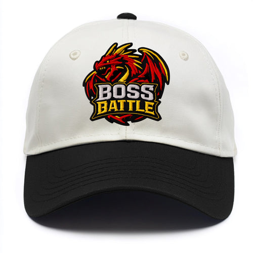 BOSS BATTLE - dragon silhouette in red and gold , raid - Two Tone Cap