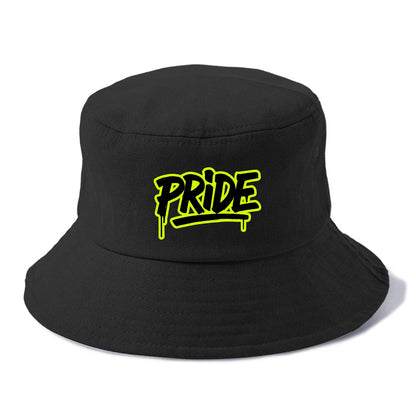 Bold typography design - "PRIDE" - dignified satisfaction, honor - Bucket Hat - Black