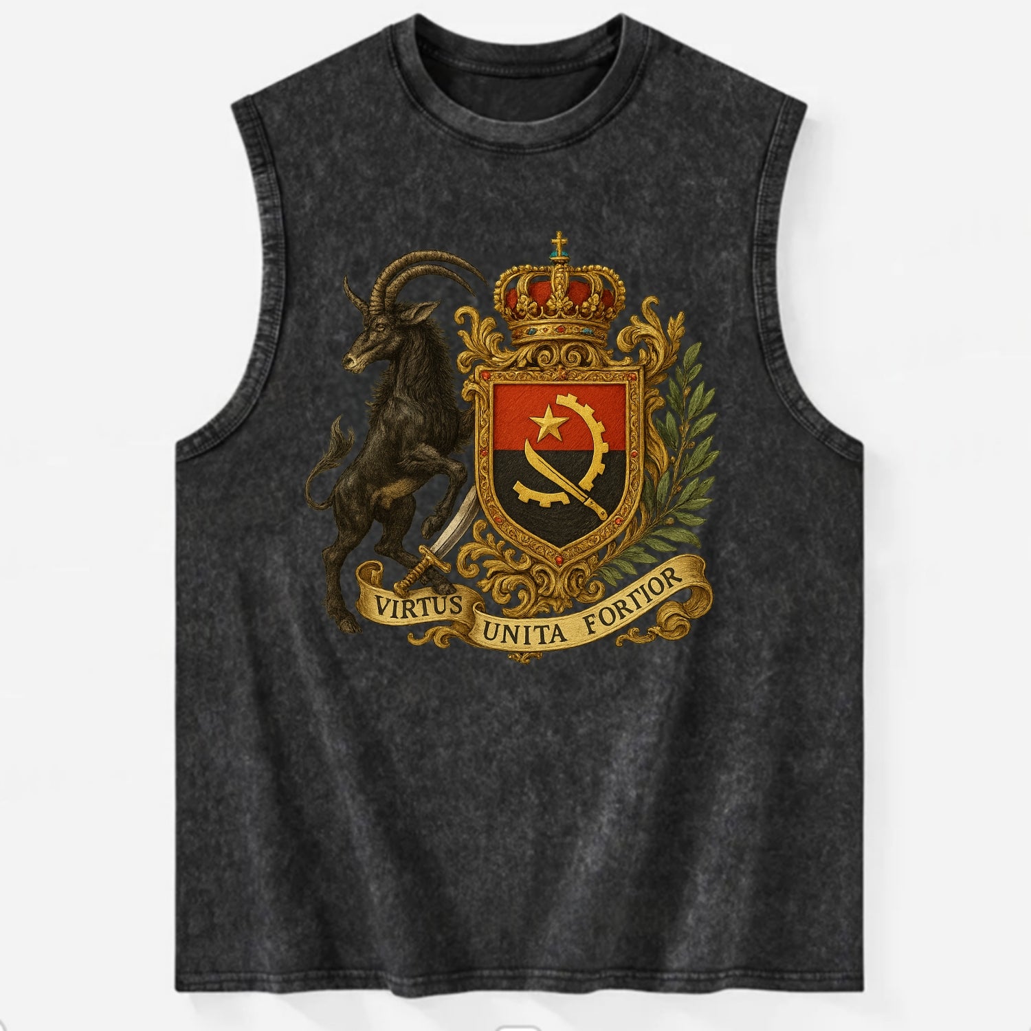 Angola Giant Sable Emblem  - Vintage Washed Tank - Black