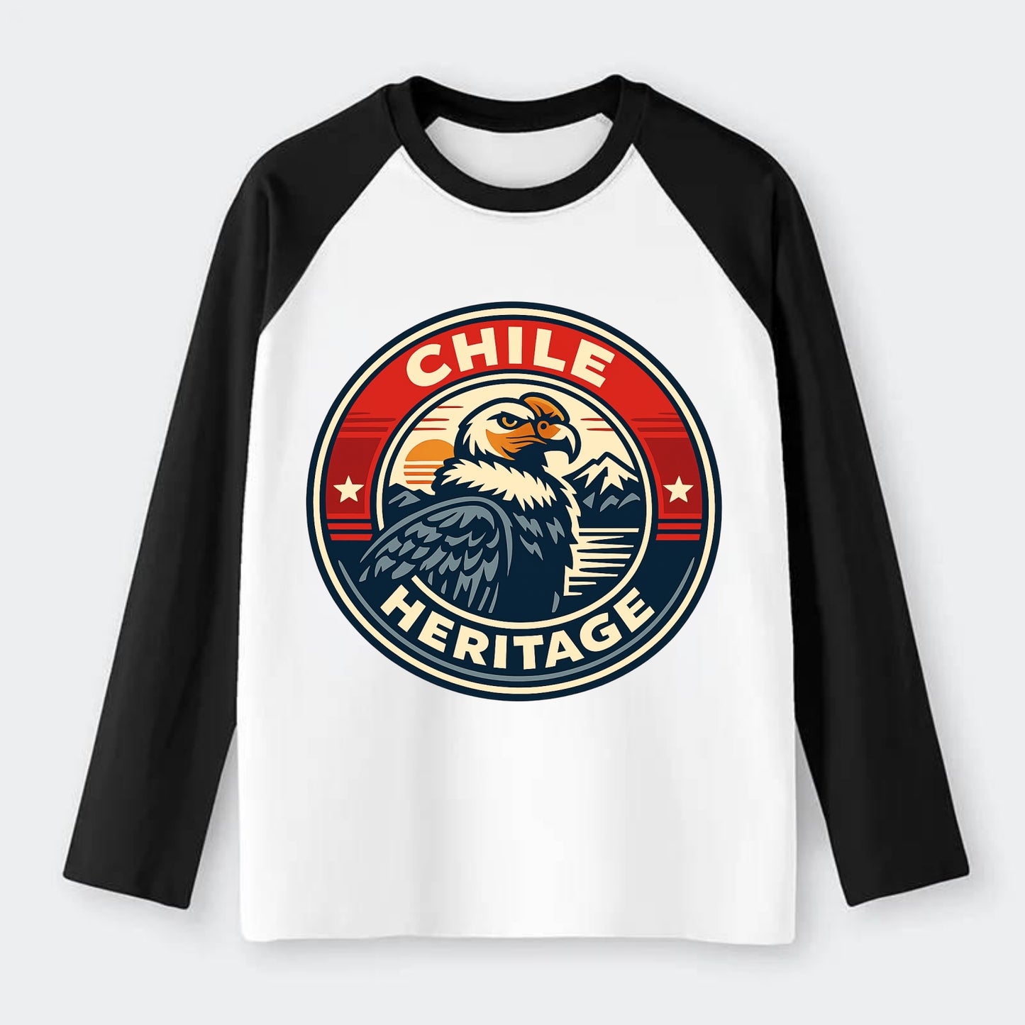 Andean Spirit Emblem - Raglan Long Sleeve T-Shirt - Black