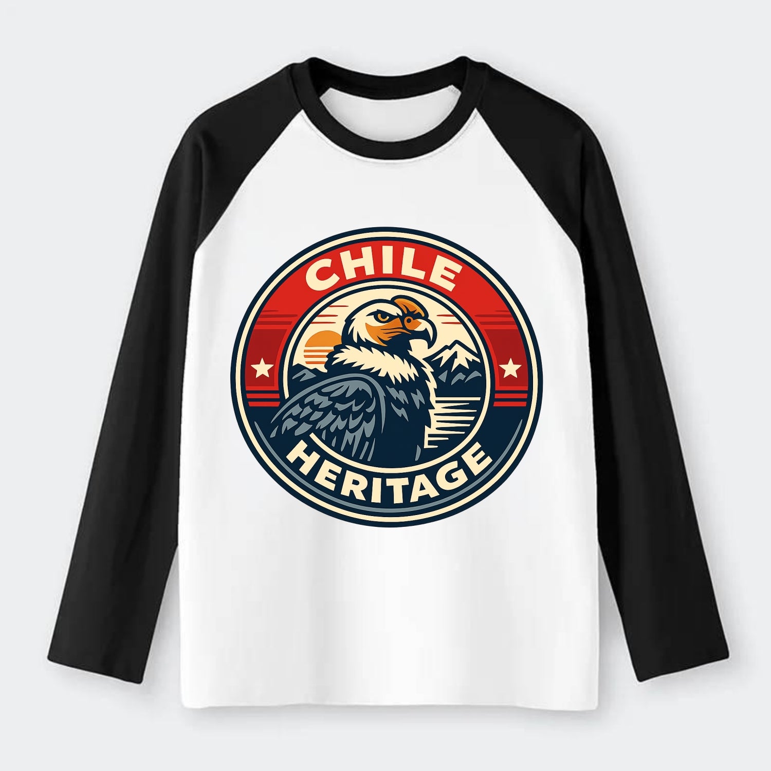 Andean Spirit Emblem - Raglan Long Sleeve T-Shirt - Black