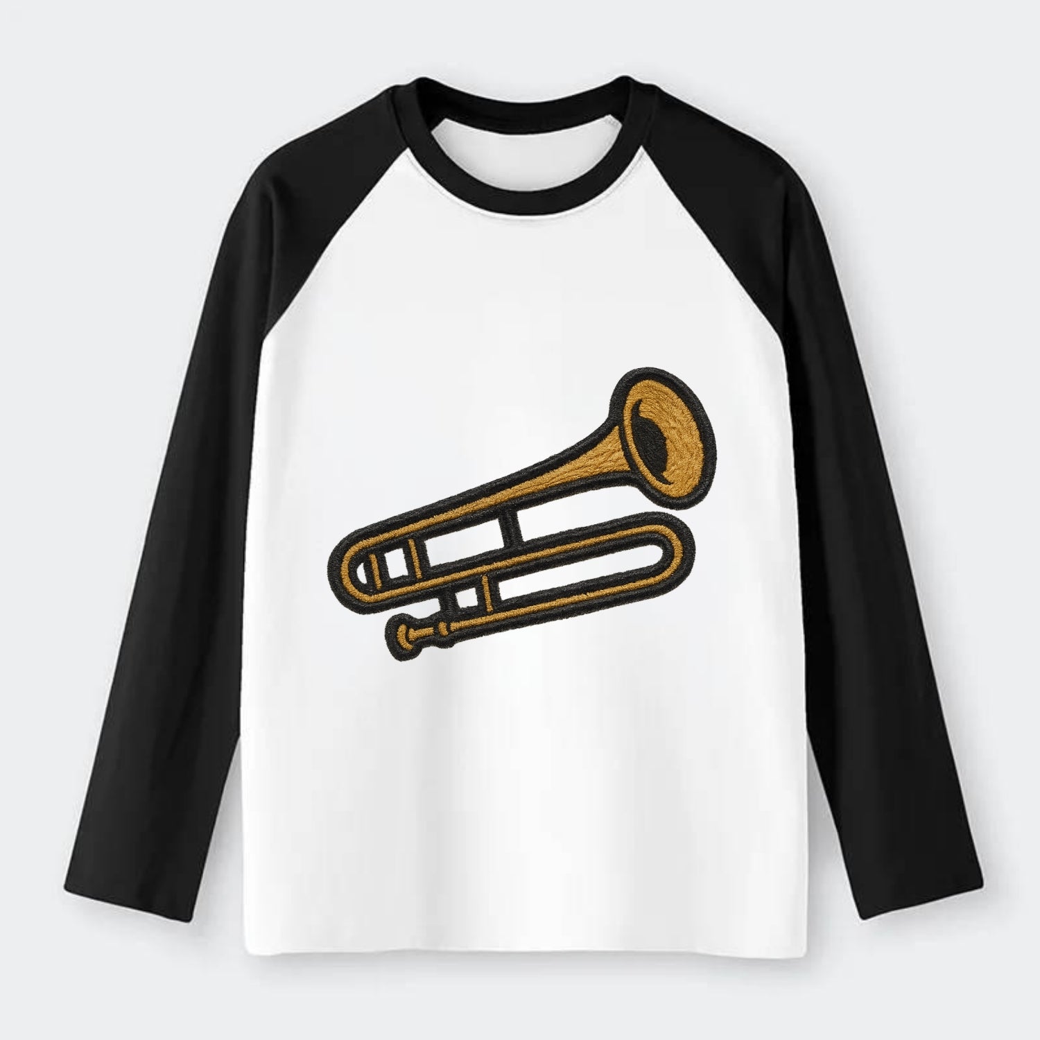 Trombone  - Raglan Long Sleeve T-Shirt - Black