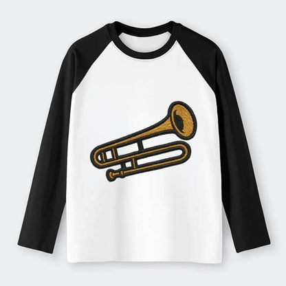 Trombone  - Raglan Long Sleeve T-Shirt - Black