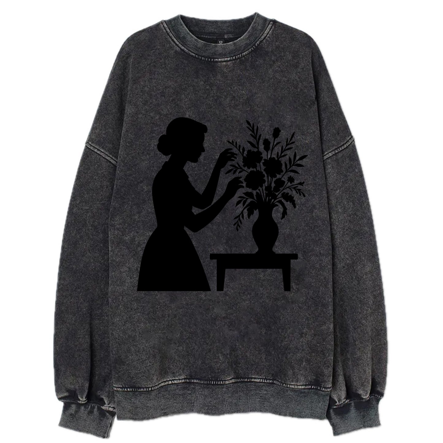 Florist arranging dramatic bouquet - Vintage Sweatshirt - Black