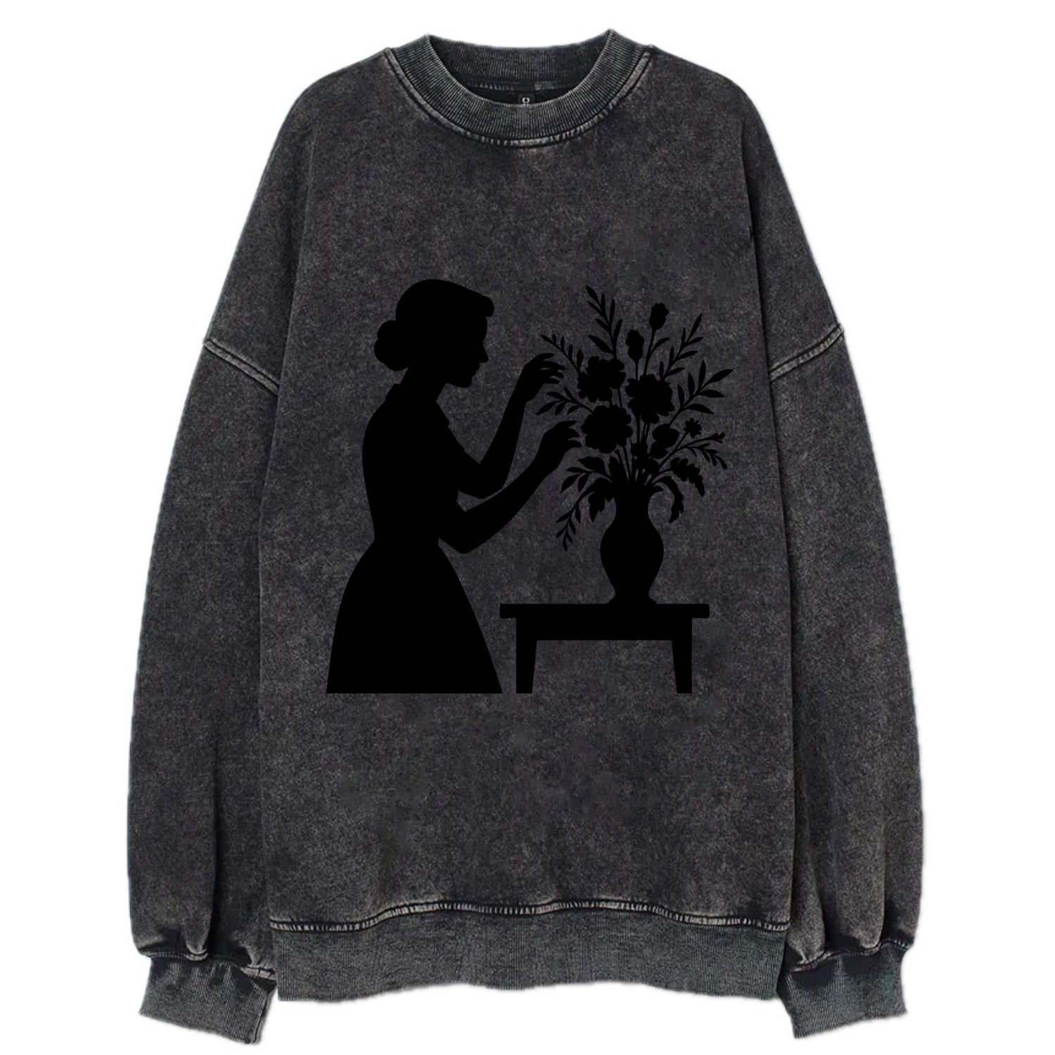 Florist arranging dramatic bouquet - Vintage Sweatshirt - Black