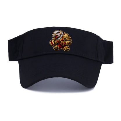 Embroidered patch design - WRESTLING EAGLE - fierce eagle with wrestling singlet in gold - Visor - Black