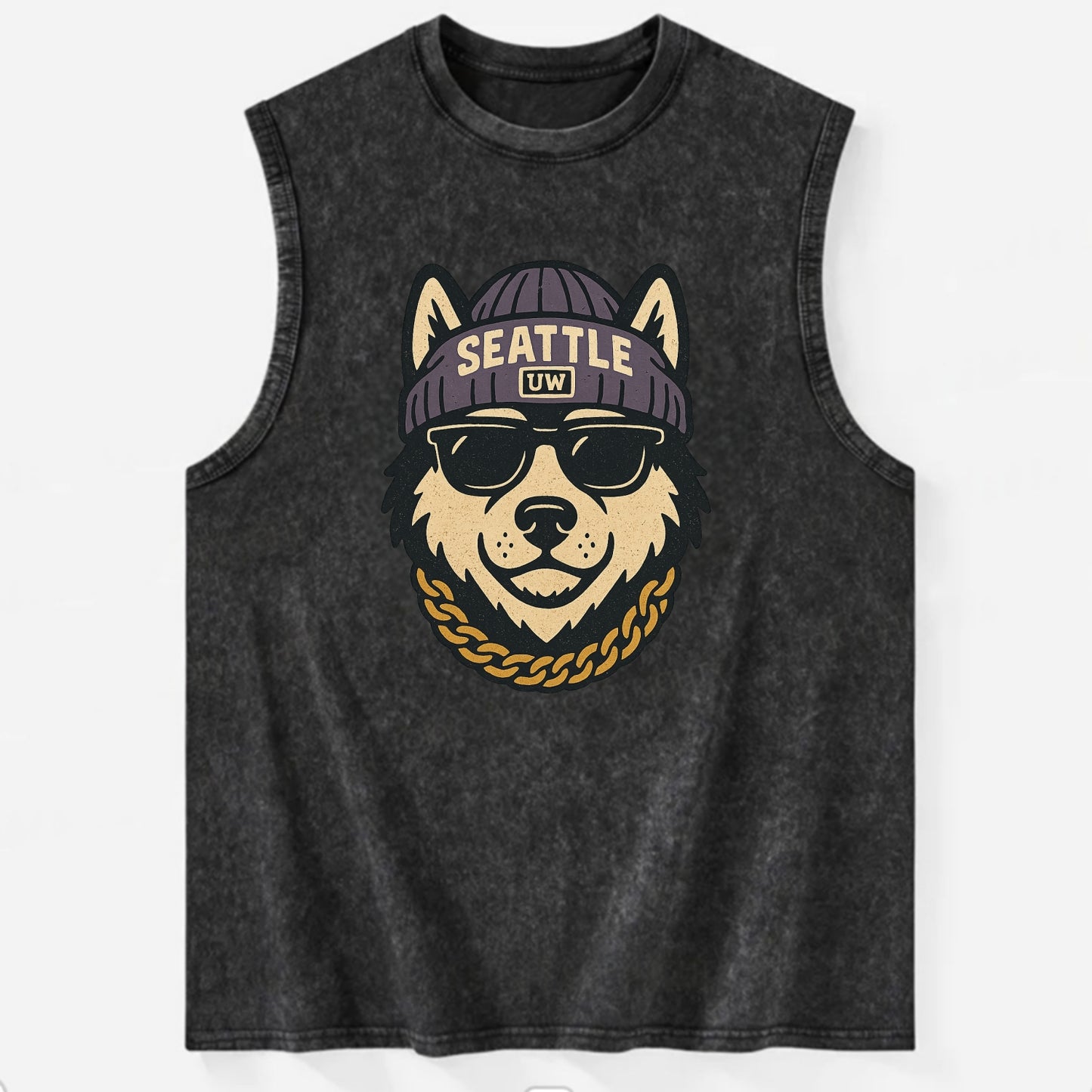 Seattle Husky - Vintage Washed Tank - Black