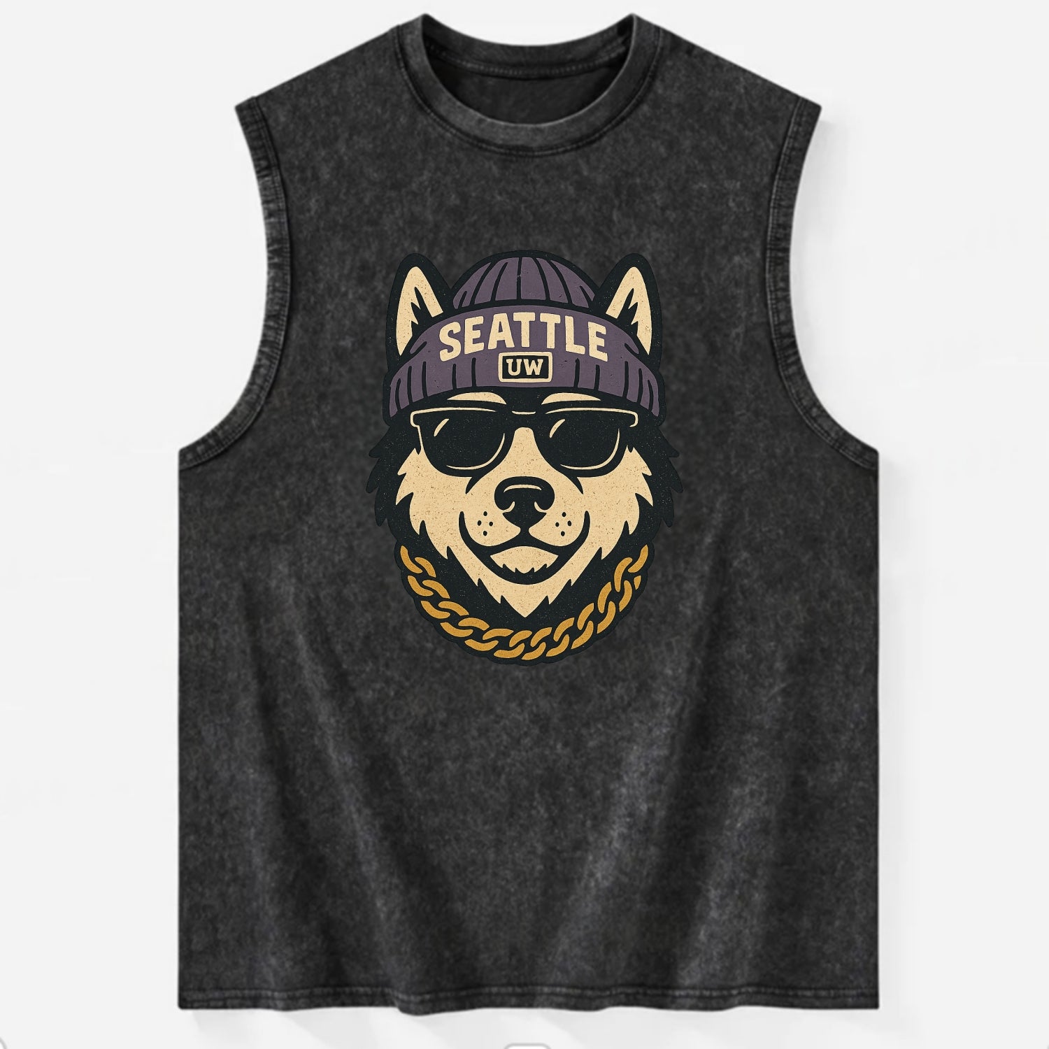 Seattle Husky - Vintage Washed Tank - Black