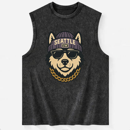 Seattle Husky - Vintage Washed Tank - Black