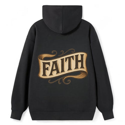 Bold typography design - "FAITH" - trust in the unseen, spiritual strength - Classic Pullover Hoodie - Black