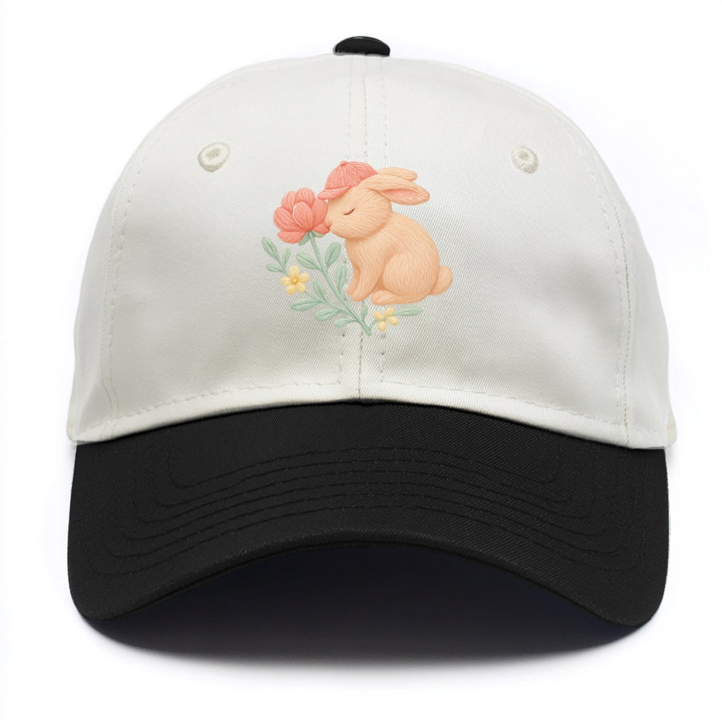Peach Bunny - Two Tone Cap - Black